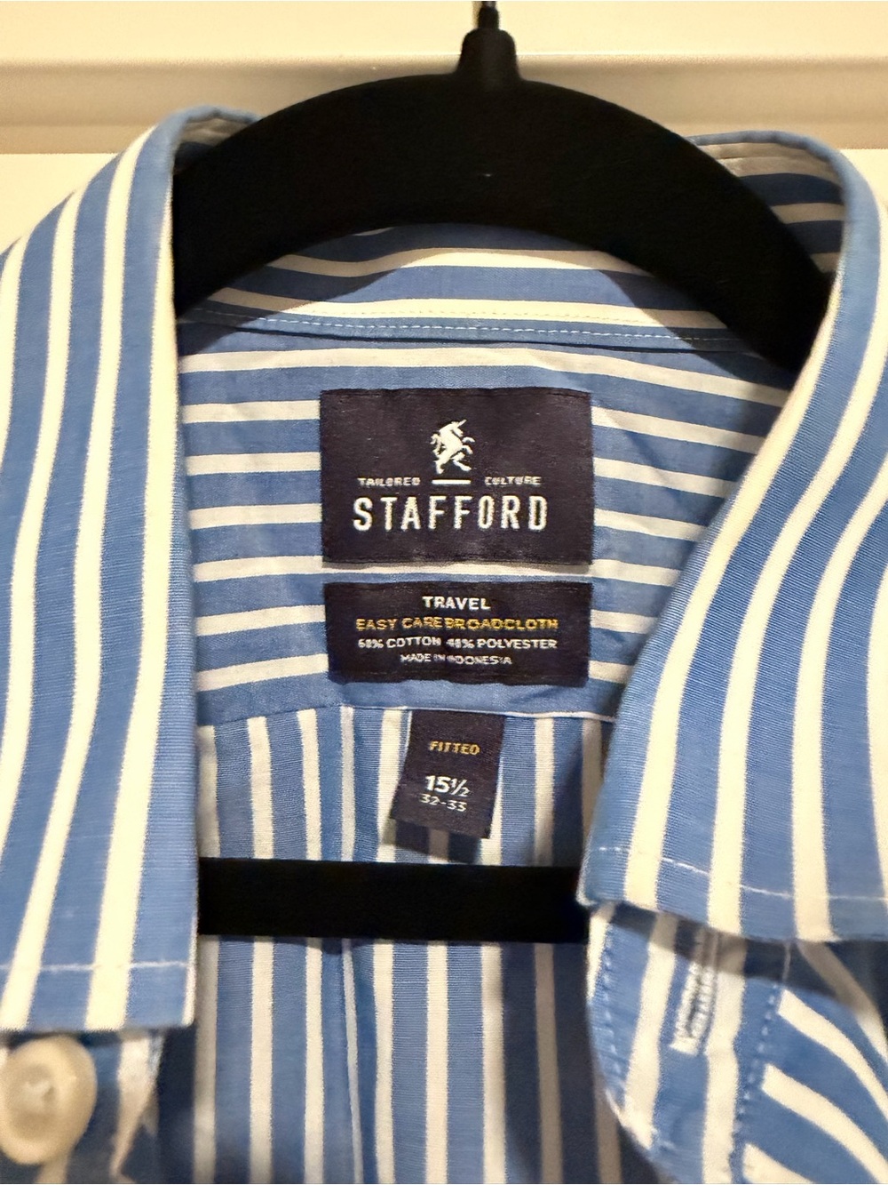 Stafford Blue & White Striped Men's Dress Shirt